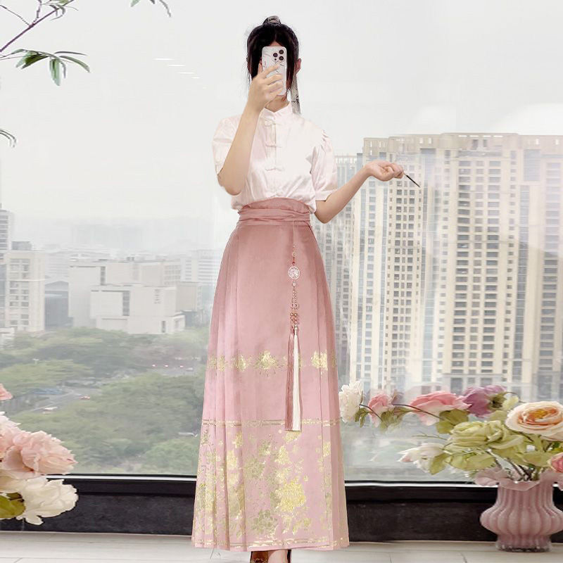 Woven Gold Horse Face Skirt Made in Ming Dynasty Hanfu Women New Chinese Style Daily Wearable Spring Summer Shopee Malaysia