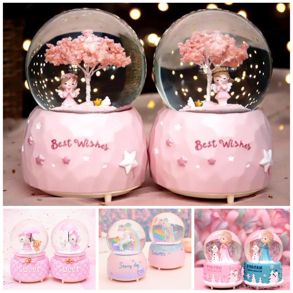 Rotating Luminous Fancy Crystal Ball Snow Globe Musical Toys Box ...