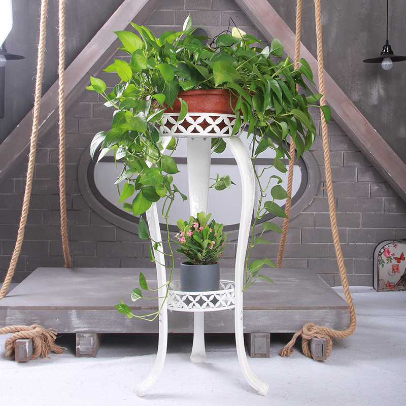 2 Tier Iron Flower Rack Pot Plant Stand Shelf Plant Display Rack Tempat ...