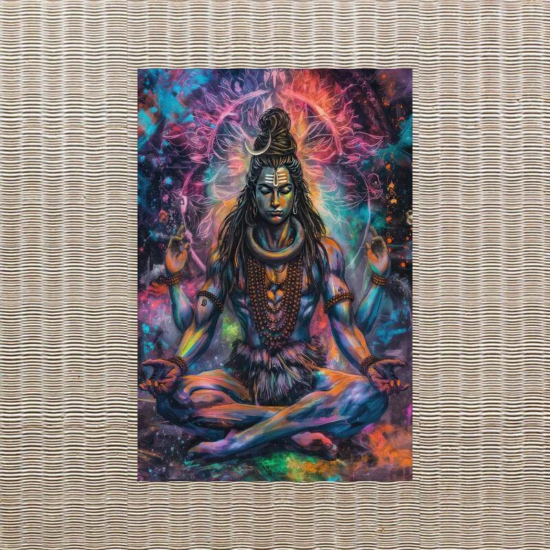 Shiva Hindu God Wall Art Religious Illustrations Poster Prints Canvas ...