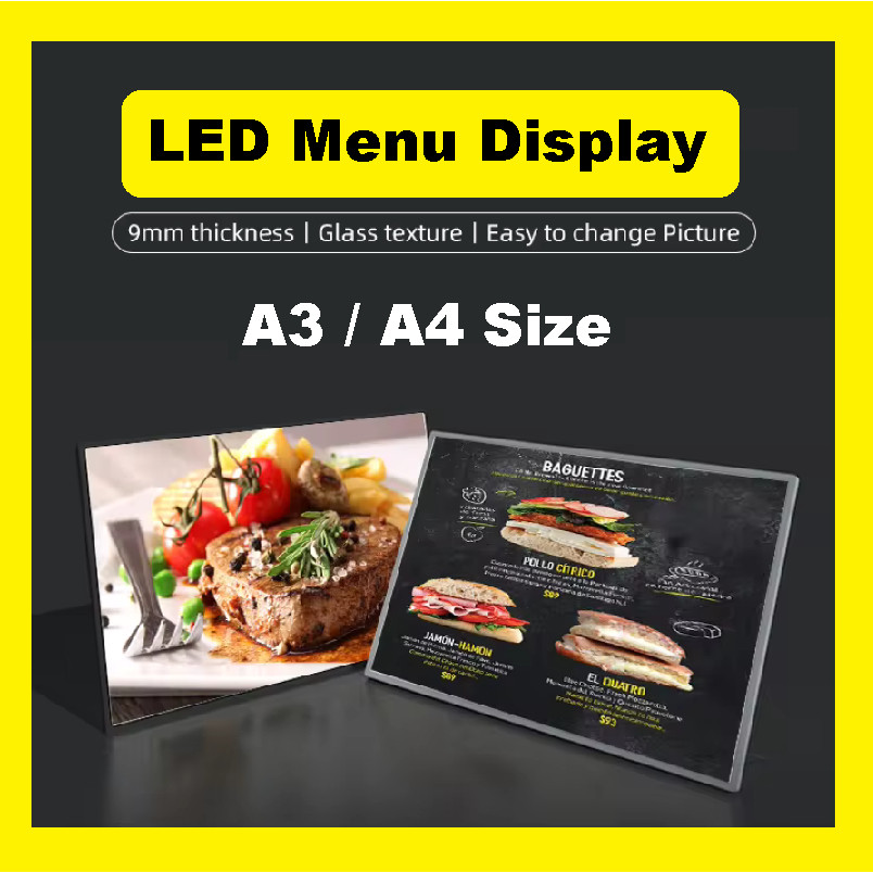 B.M A3 A4 LED Menu Display / LED Table Signboard / Countertop Wall ...