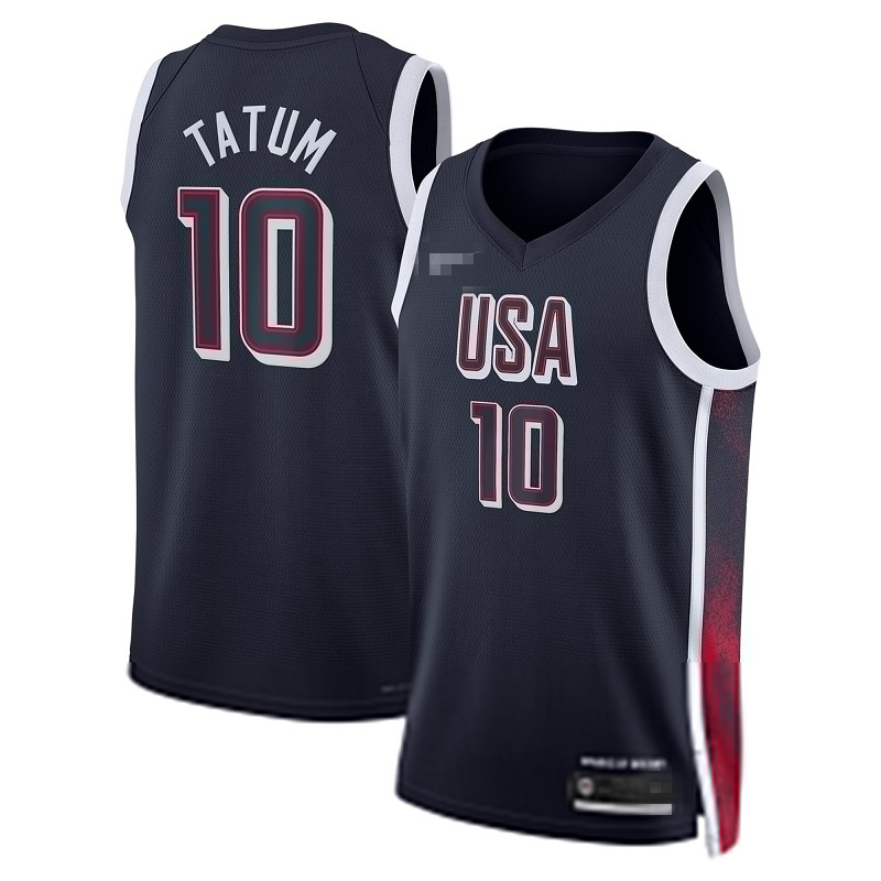 Men's Original 2024 Paris Olympic Team USA 10 Jayson Tatum Jersey Blue