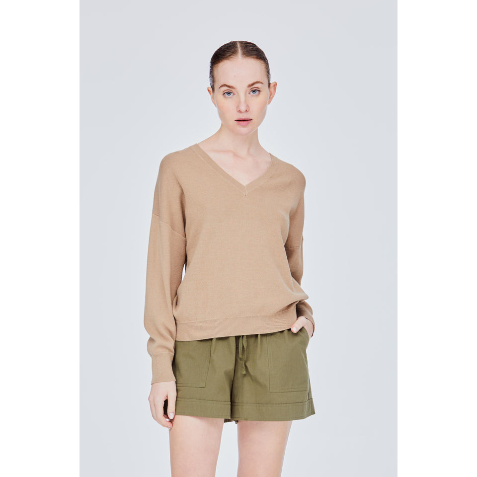 Star V-Neck Long Sleeve Oversize Sweater