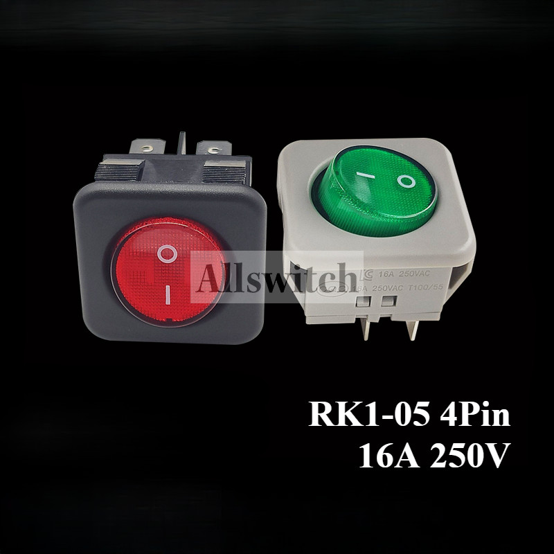 1 Piece RK1-05 Rocker Switch 4Pin 25X25mm Square Switch 16A 250V ...