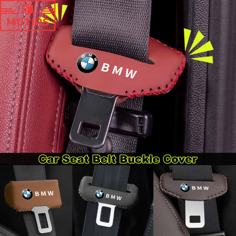 BMW Car Safety Belt Buckle Protector Cover Leather Seat Belt Clip Anti ...