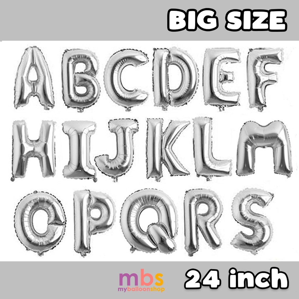 [ 24 inch ] - Silver Large Alphabet Letters Balloons | Shopee Malaysia