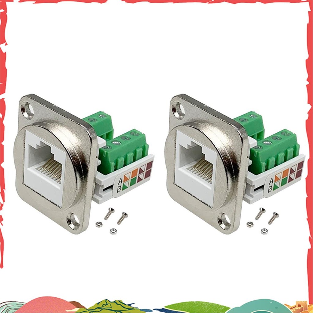 2PCS RJ45 Panel Mount Screw Terminal Adapter, RJ45/8P8C Female Panel ...