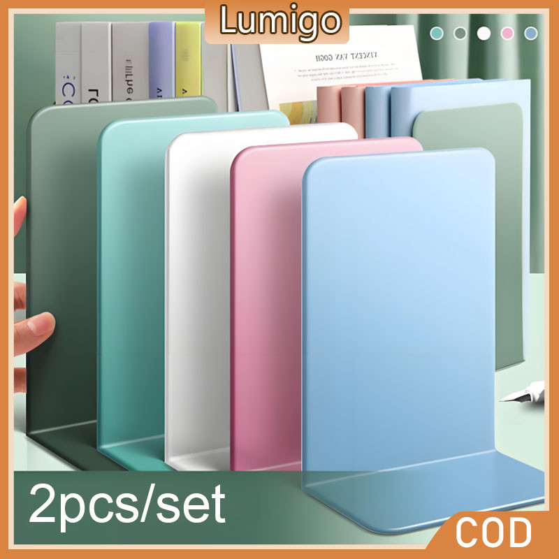 2 Pcs Metal Bookend L Shape Book Large Thickened Books Storage Rack ...