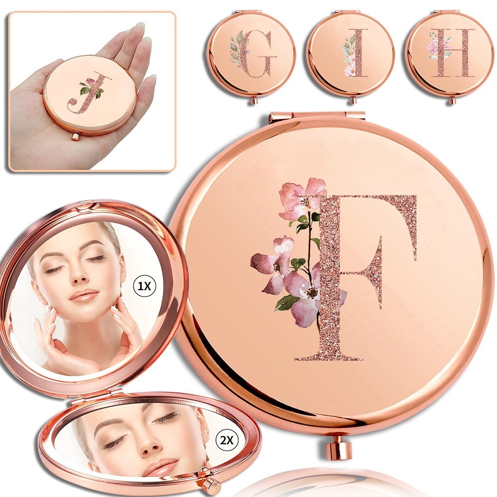 Mirror Rose Magnifying Makeup Round Double Sided Metal Cosmetic ...