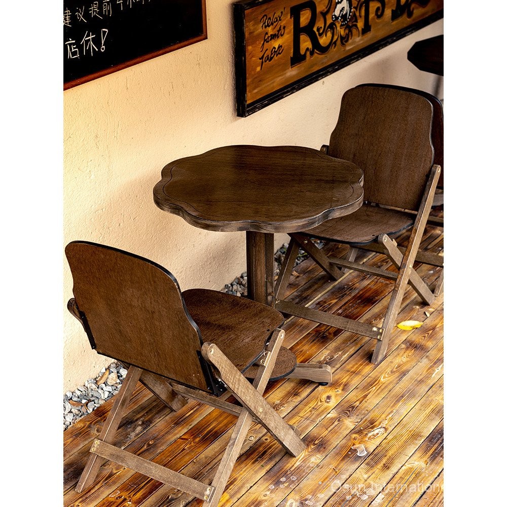 thumbnail image 2 of PHI VILLA Round Outdoor Folding Bistro Table - Metal & Glass, Rattan Look, 16" X 20" (Black) 2 of 5