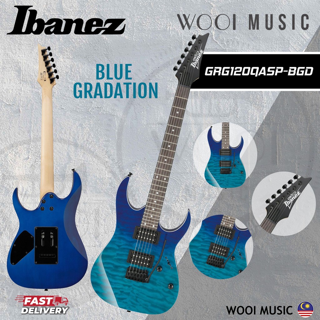 Ibanez GRG120QAASP-BGD Chitarra Elettrica - Serie GIO - Blue Gradiation Con Hardware Nero - Foto 3