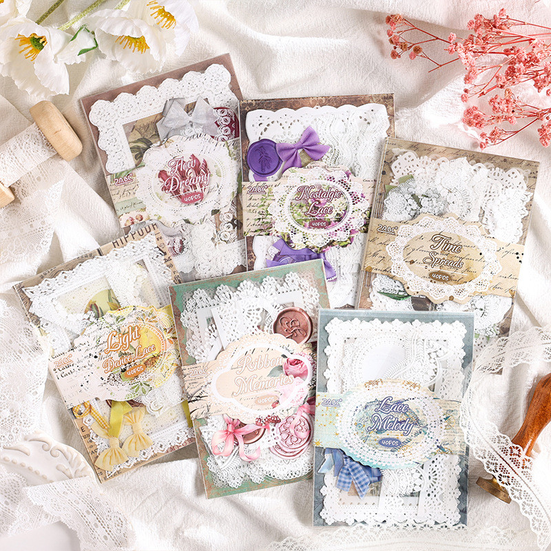 Journamm 40pcs Lace Frame Sticker Vintage Scrapbooking Paper DIY ...