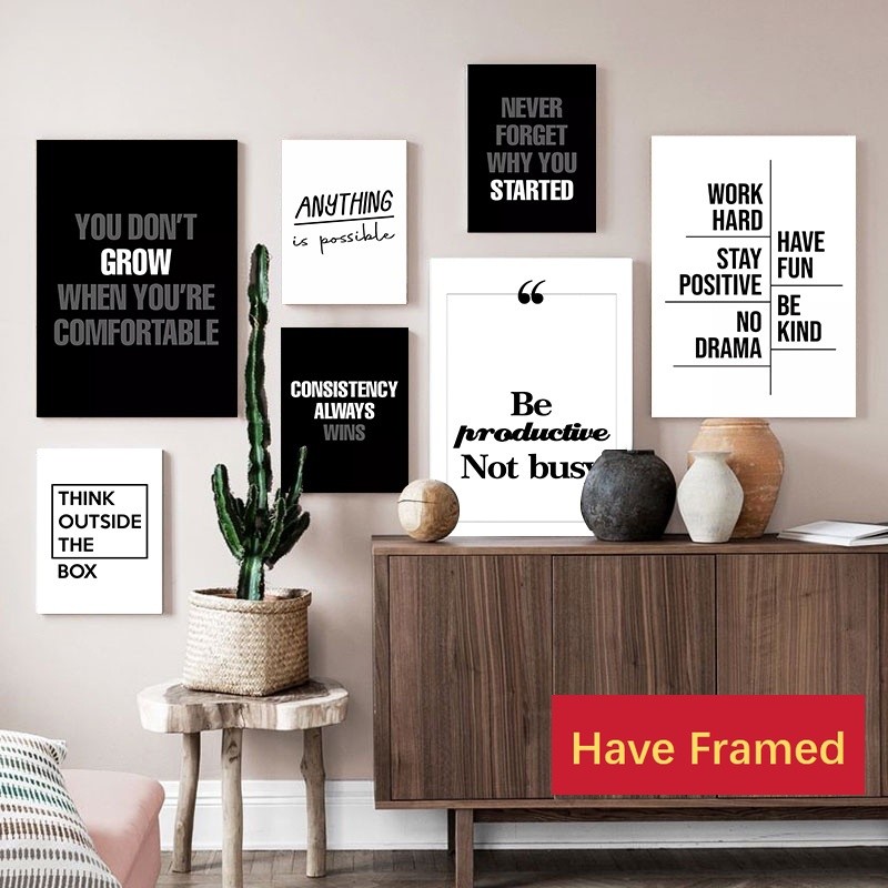 (Have Framed) Black and White Wall Painting Inspirational Quotes Poster ...
