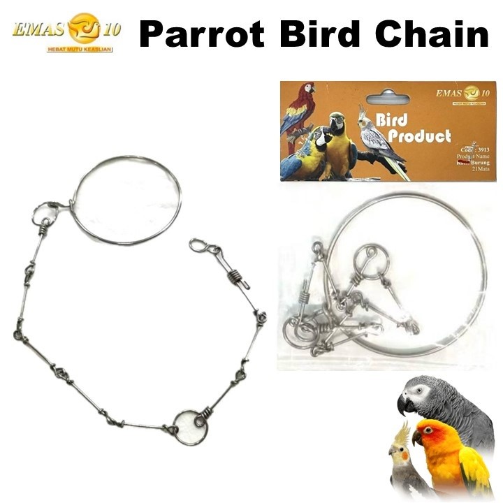Emas 10 Parrot & Bird Foot Rope Stainless Steel Bird Chain / Rantai ...