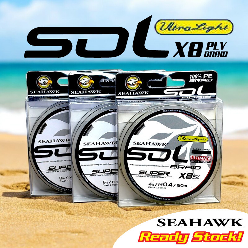 Seahawk Sol 8x 150m Braided Ultralight Tali Sulam X8 UL Tali pancing Fishing line Longcast mcm ...