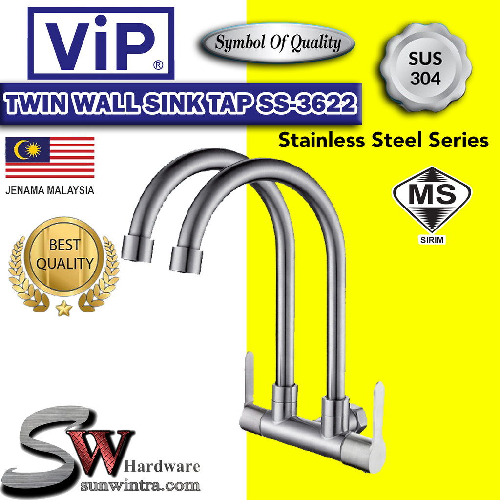 VIP SUS304 STAINLESS STEEL DOUBLE WALL SINK TAP #SS-3622 SS3622 TAP ...