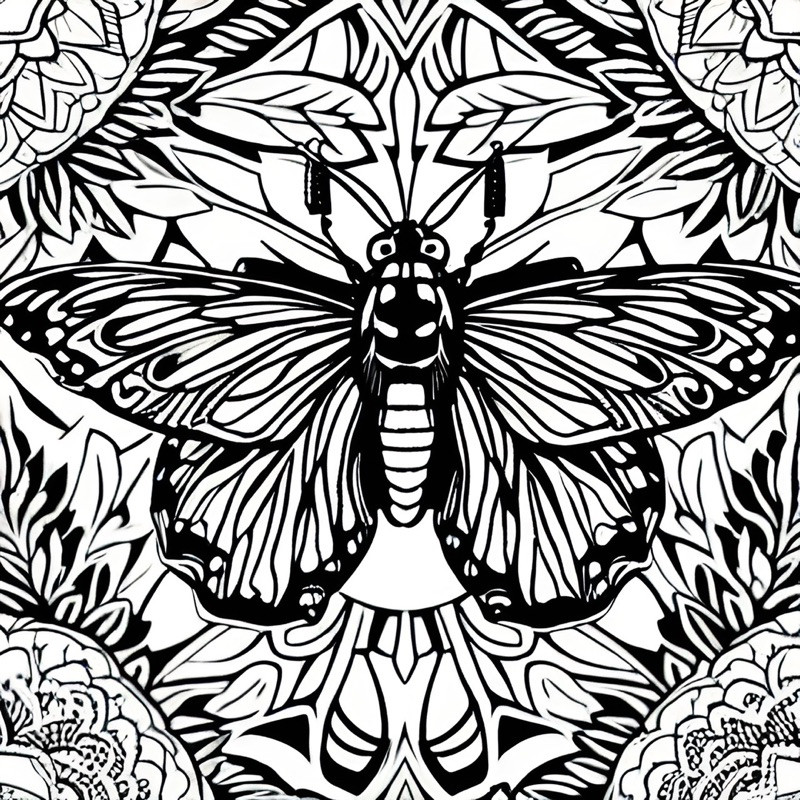 Insects (Adult Coloring Pages) - Set of 40 A4 A5 Coloring Pages for Wax ...