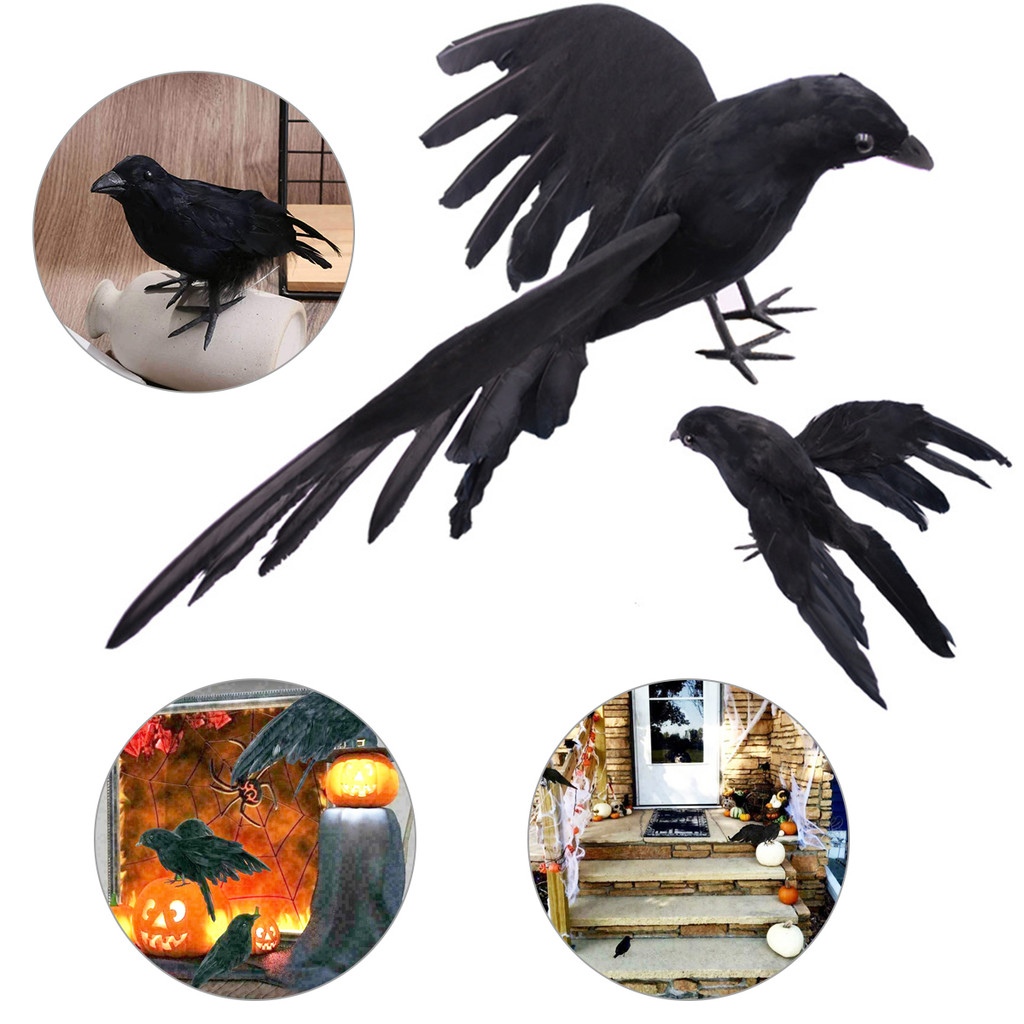 1 PCS Halloween Decoration Crow Model Scary Props Indoor Outdoor Decor ...