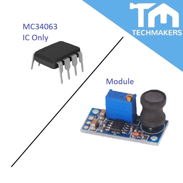 1pcs of MC34063 Module / IC [DIP-8]34063 1.5A 1.5 Peak Boost / Buck /Inverting Switching RegulatorsTechMakers