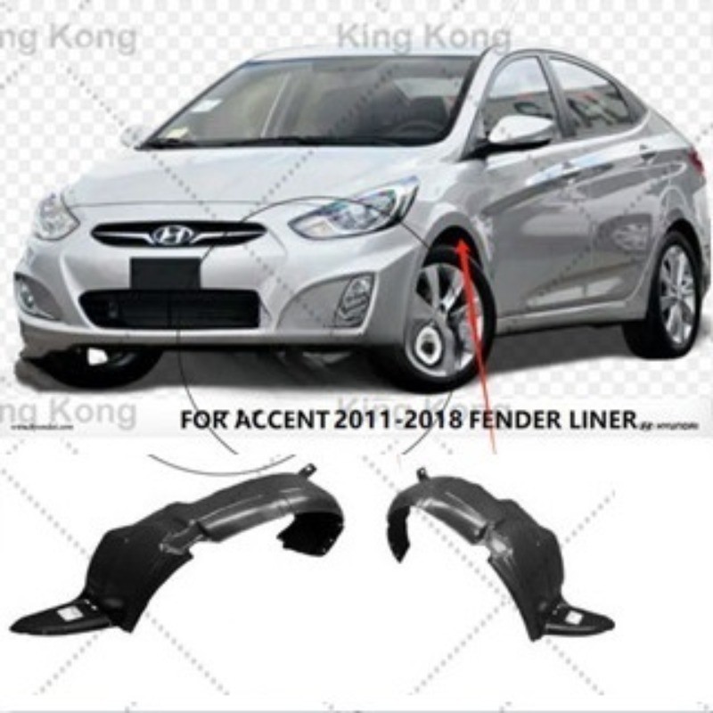 Evan-Fischer Front Fender Liner Set For Hyundai Accent 2003-2006 – LH & RH, Direct Replacement, 1-Year Warranty