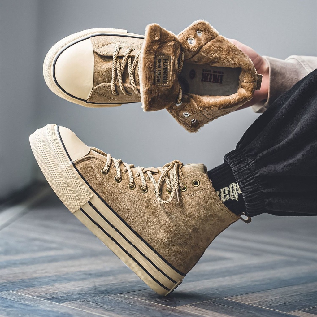 C1012 Universal Lining Cotton Shoes High Top Thick Soled Warm Canvas Shoes Men Korean Version Lining Cotton Shoes Casual High Top All Match Men s Shoes Trendy Shopee Malaysia