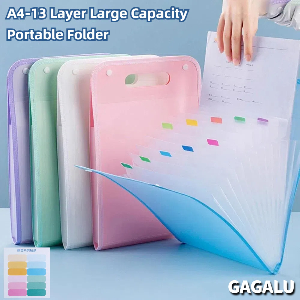 Gagalu File Bag Handle Transparent Color Waterproof Multi Layer Folder ...