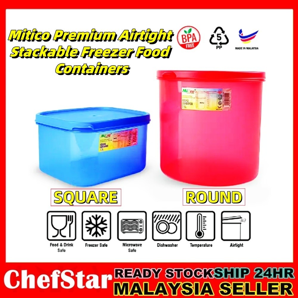 Mitico Premium Airtight Stackable Freezer Food Containers/ Round ...