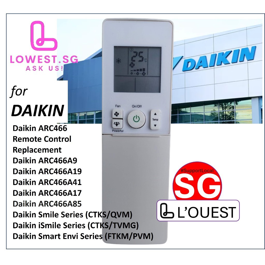 Replacement for Daikin ARC466A19 Remote Control Daikin Smile Series ...