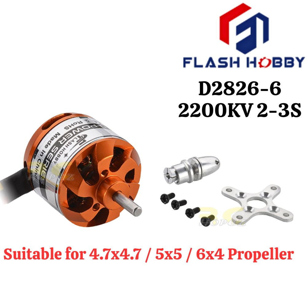 Flash Hobby D2826-6 2200KV 2-3S 3.175mm Shaft Brushless Motor For AF ...