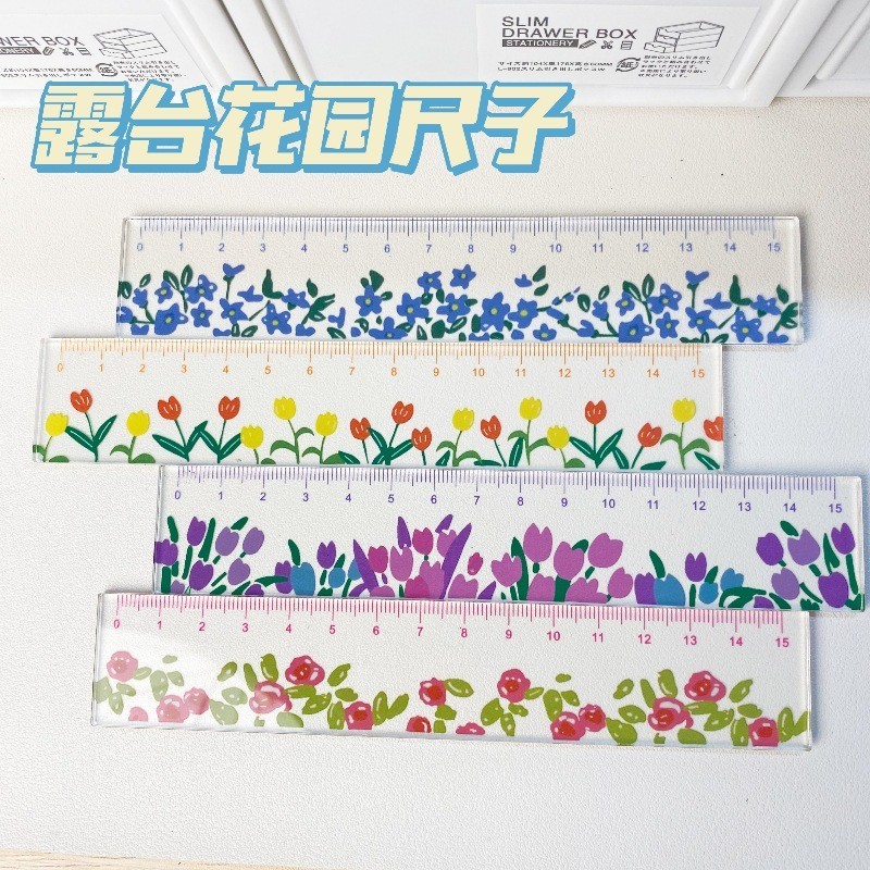 Letit Korean Style Cute Cartoon 15cm Ruler Creative Flower Pattern ...