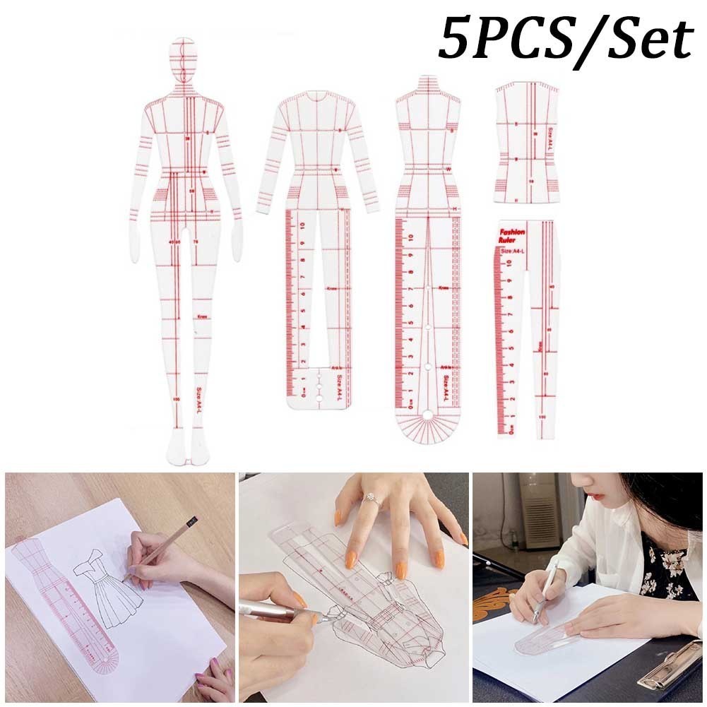 New Fashion Illustration Ruler Character Sewing Design Template ...