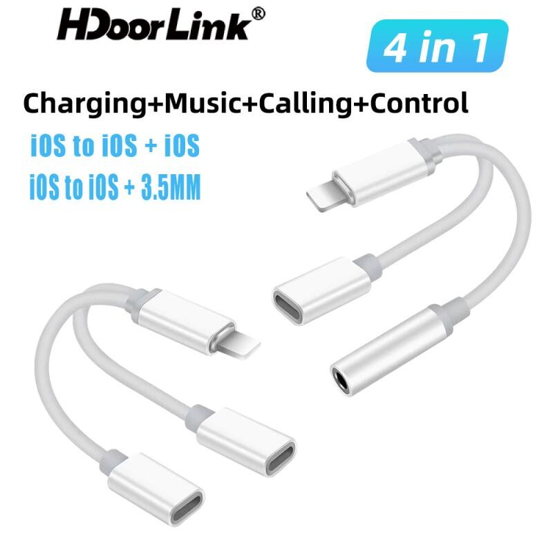 HdoorLink 2in1 Audio Adapter Splitter Converter 8pin To 3.5MM Adapter ...