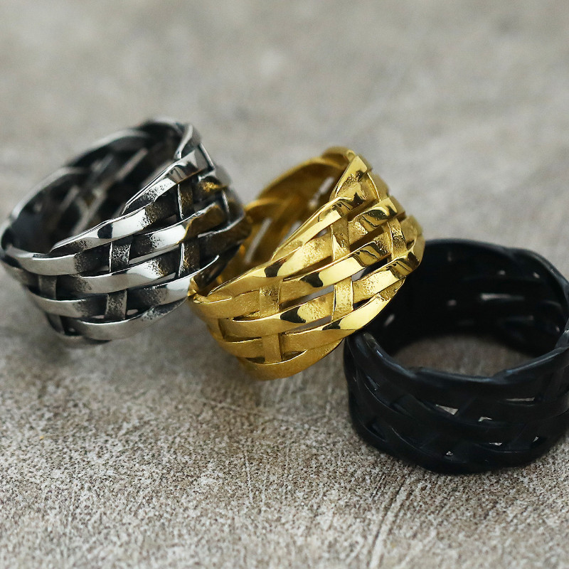 Vintage Woven Viking Symbols Stainless Steel Men Women Rings Simple for ...