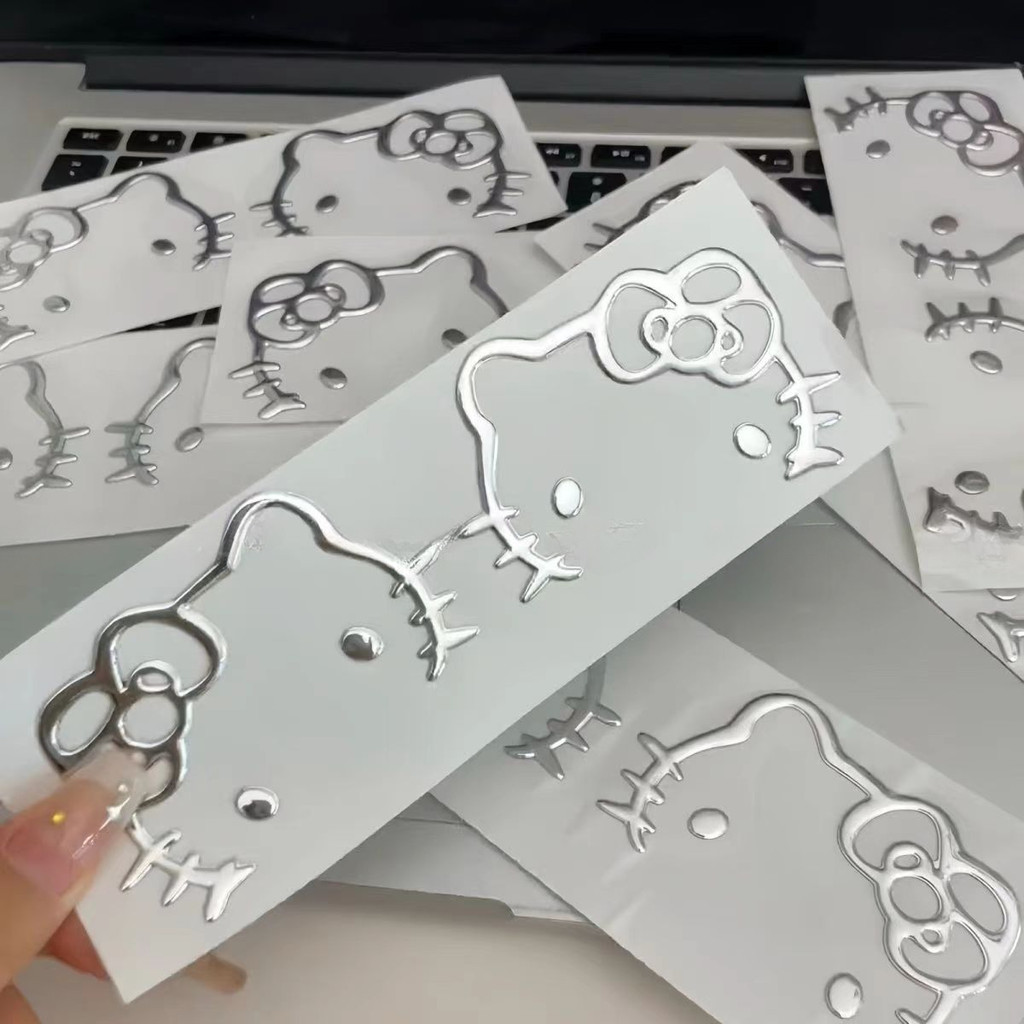 Kawaii Hello Kitty Silver Stickers Cartoon Cute Kitty Peripherals ...