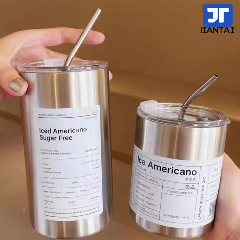 600ml Tumbler with Straw Coffee Mug Thermos Stainless Steel Cup Ice ...