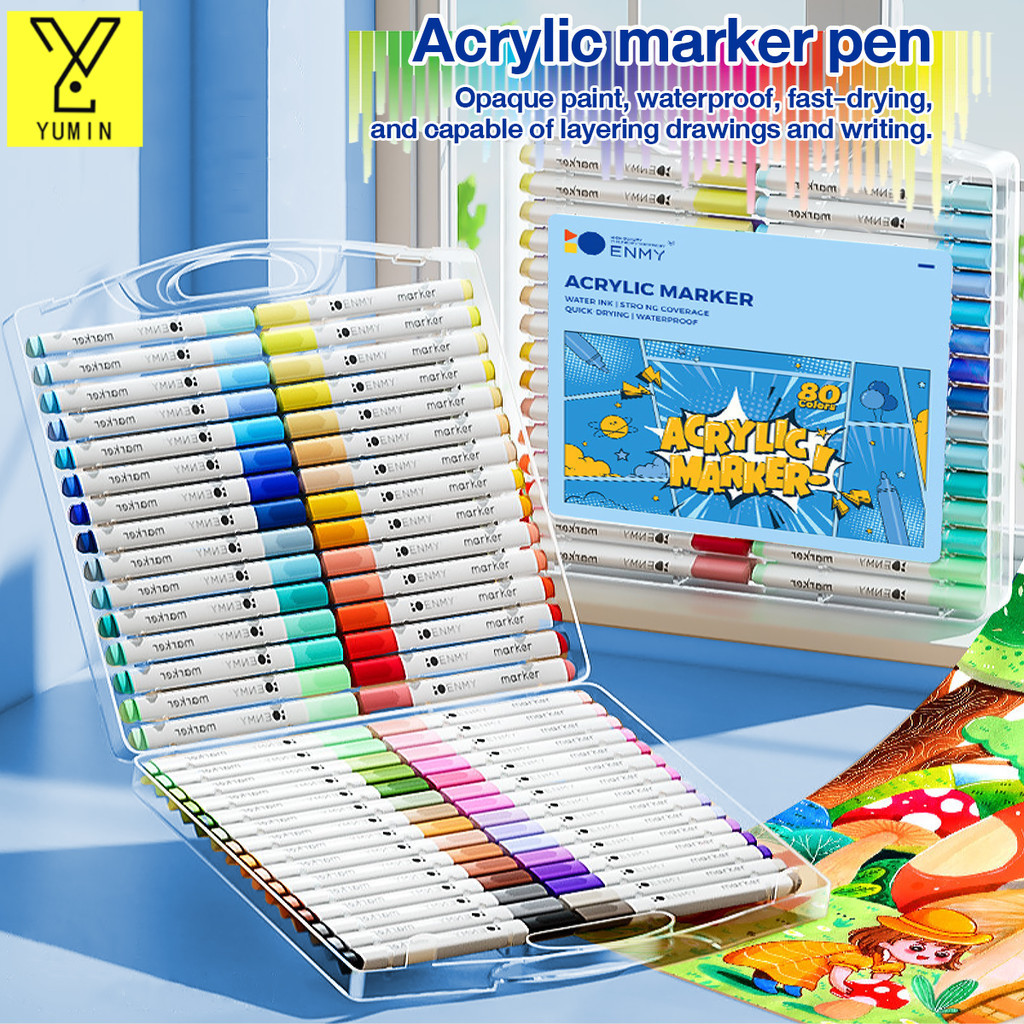 【OHAYO Design】80/60/48/36/24/12 Colour Acrylic Paint Marker Permanent ...