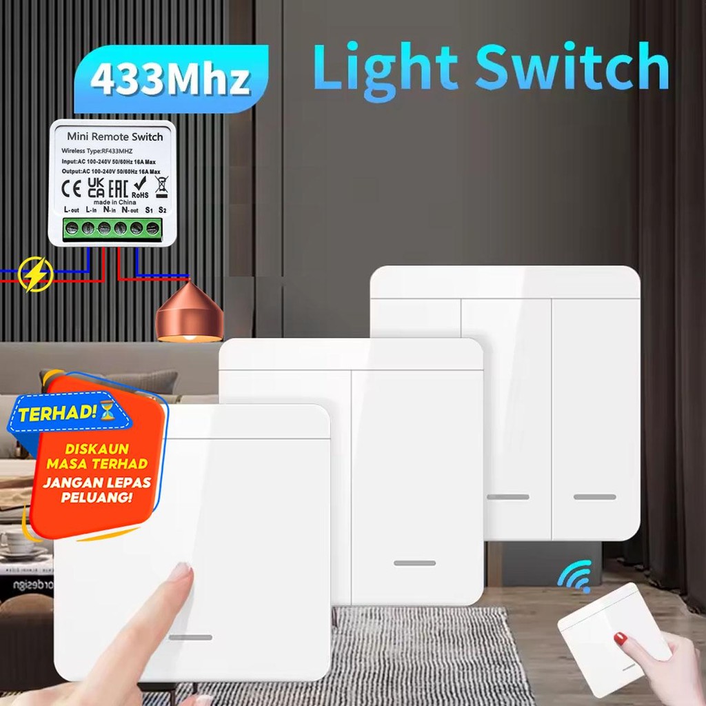 Rf 433 Mhz Smart Mini Diy Wireless Light Relay Receiver, 1/2/3 Gang ...