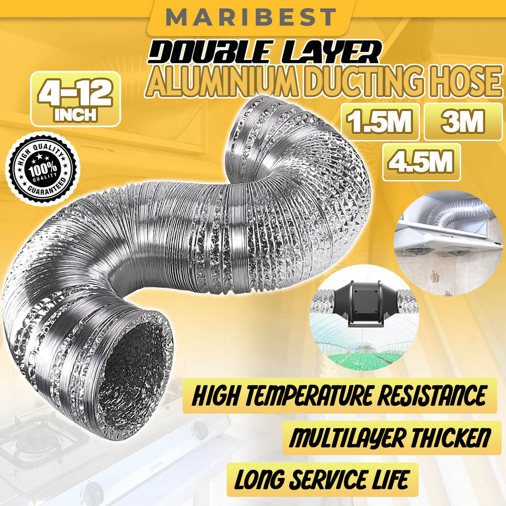 (1.5M/3M/4.5M) Double Layer Aluminium Ducting Hose Flexible Thick ...