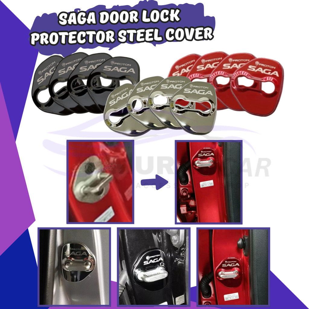 [4PC] Proton SAGA VVT MC2 2016 - 2025 Door Lock Cover Car Accessories ...