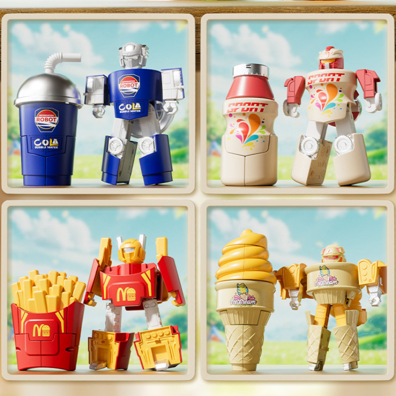 Children Simulation Food Hamburger Fries Transforming Robot Toy Dual ...