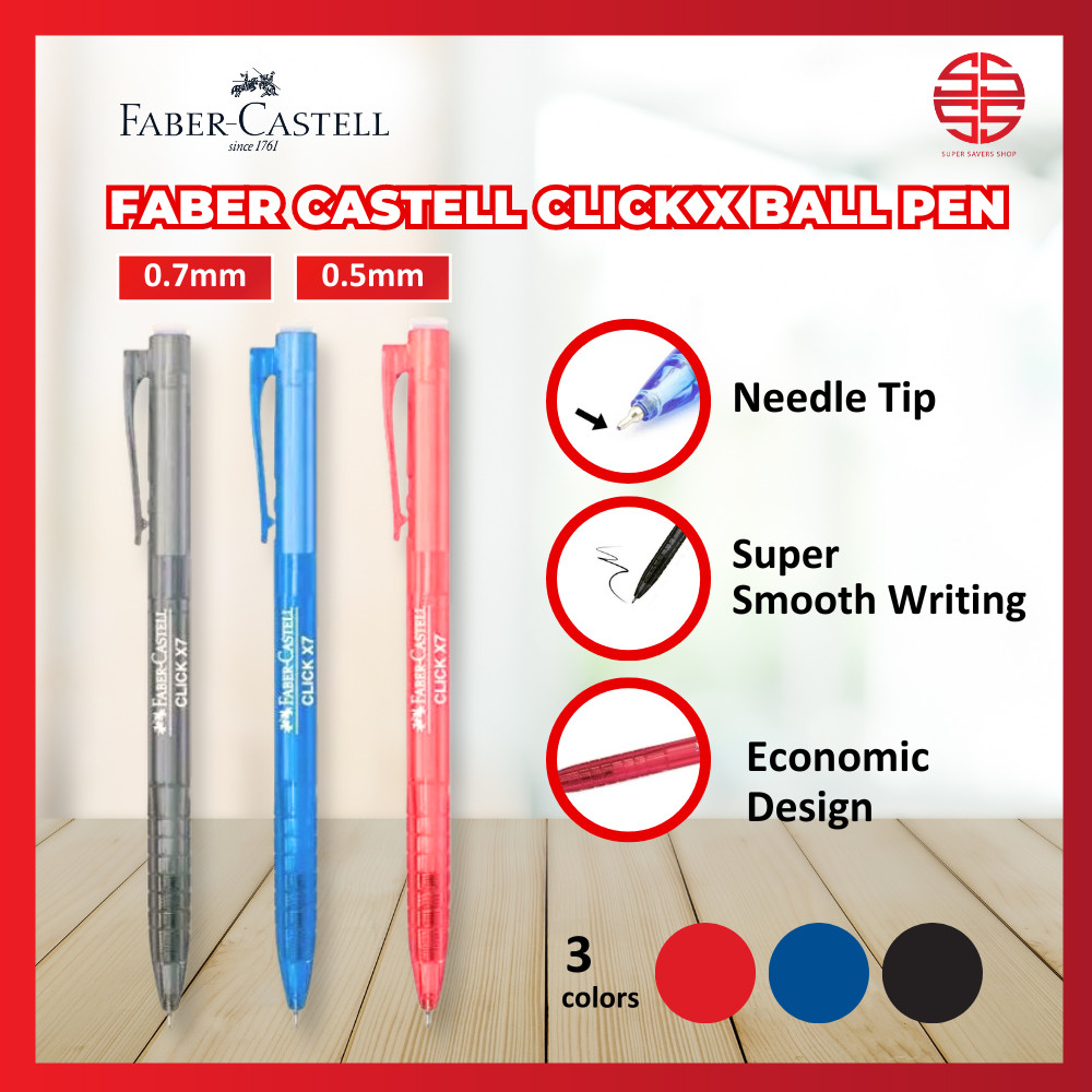 [Super SaverS] Faber Castell Click X5/X7 Pen Bola Hitam Biru Merah 0 ...