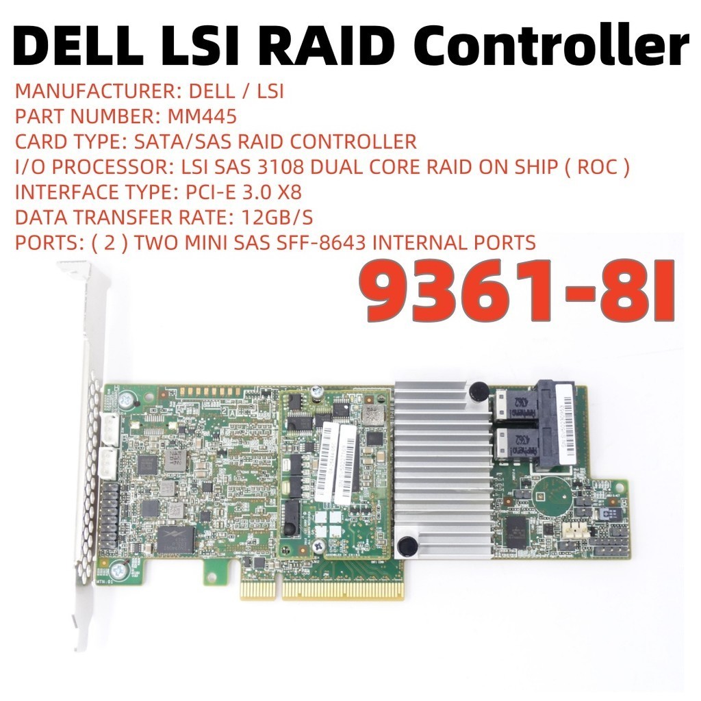 LSI MR SAS 9361-8i SAS MegaRAID 12Gb/s RAID 1GB PCIe-x8 Controller Card ...