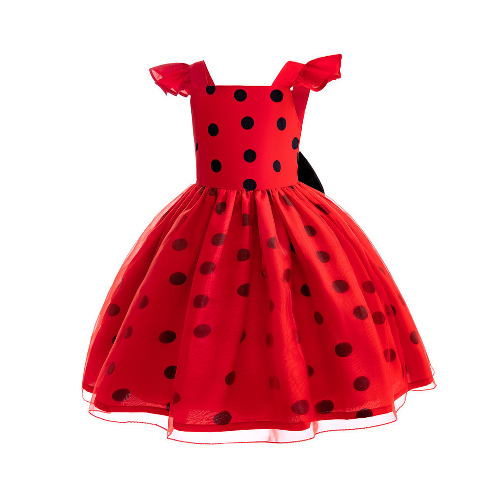 Ladybug Girl Dress Cosplay Costume Red Polka Dot Dress Kids Clothing  Children's Short-sleeved Animation Movie Baby High Quality Performance  Clothes | Shopee Malaysia