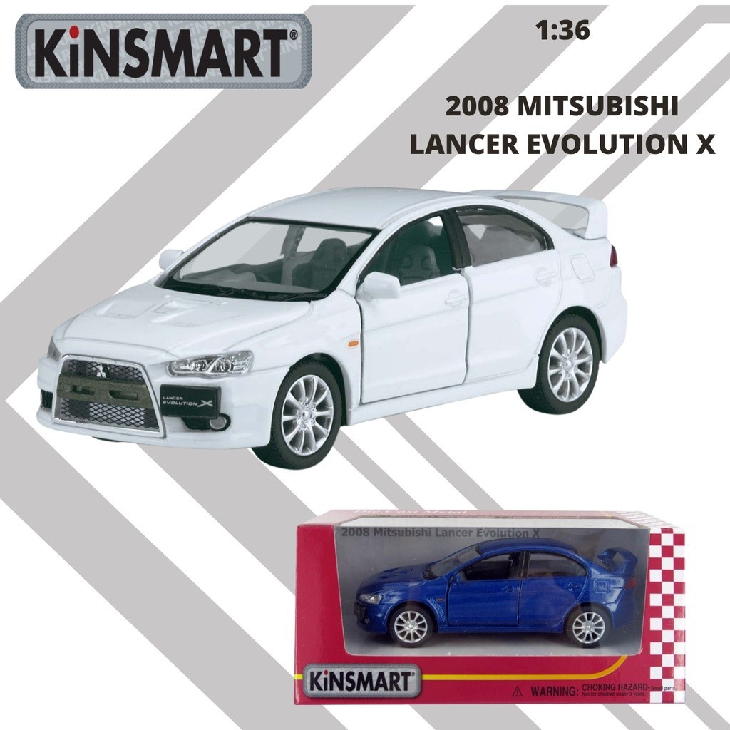 KINSMART 1:36 2008 MITSUBISHI LANCER EVO X KT5329W METAL DIE CAST CAR ...
