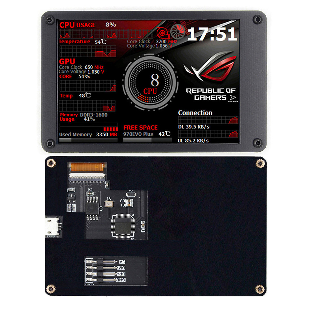 Dual USB Secondary Screen CPU GPU RAM HDD Monitor for WINDOWS LINUX ...