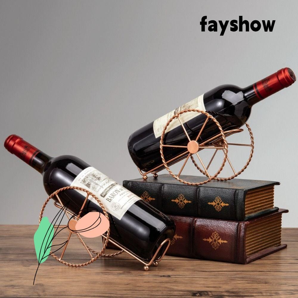 FAYSHOW Red Wine Rack, Bronze Iron Home Bar Decor Wine Display Holder ...
