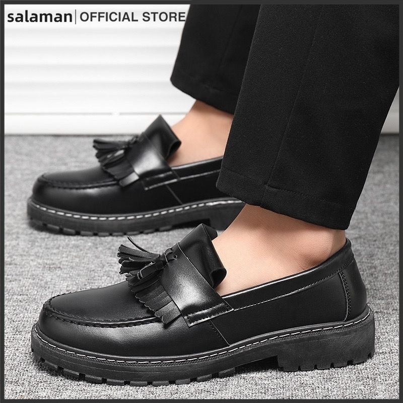 Mr.Martin Male Heightened Formal Leather Shoes Korean Casual Black Thick Sole School Shoes for Men