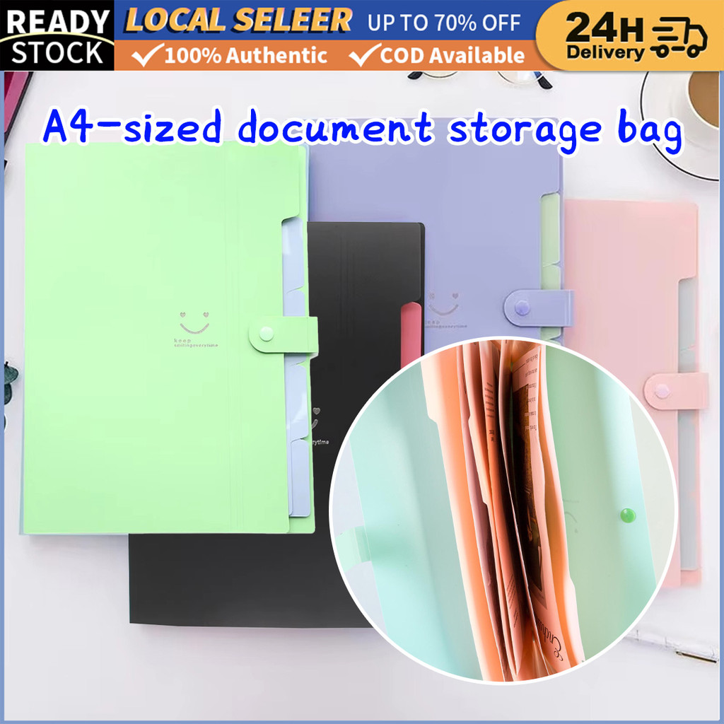 A4 Multi-Layer Folder File Bag Candy Color Five Grid Organ Bags Fashion ...