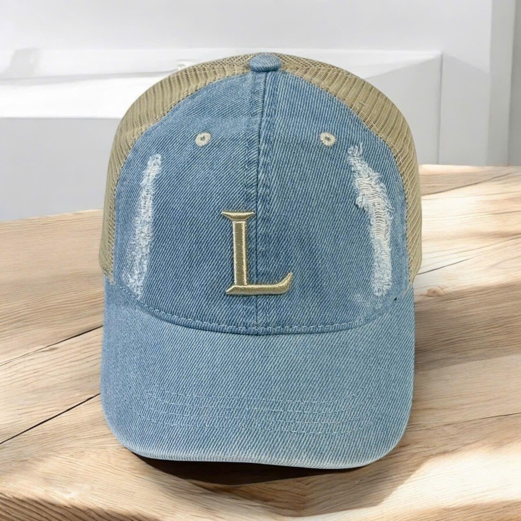 ( Shopee ) Letter Hat - Letter hat, khaki denim letter cap, super nice ...