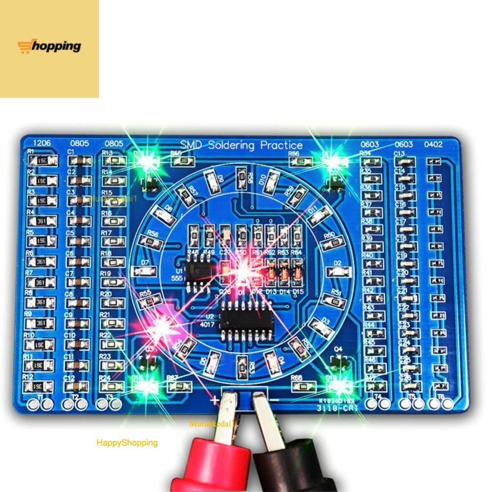 MK1 SMD Soldering Practice Board Kit CD4017+NE555 Rotating LED Board ...